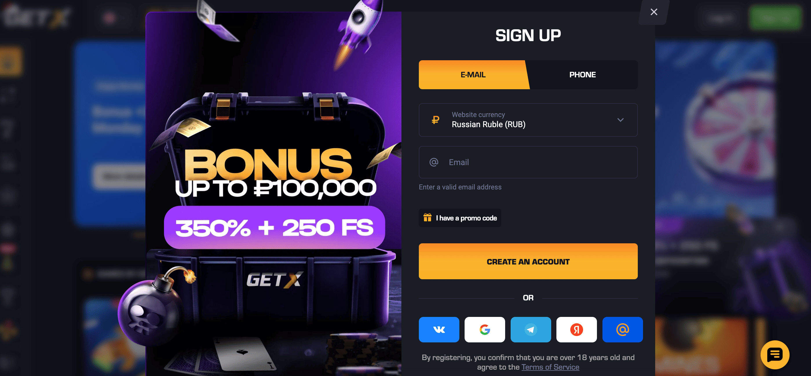 Get X — sitio oficial para amantes de los juegos de azar